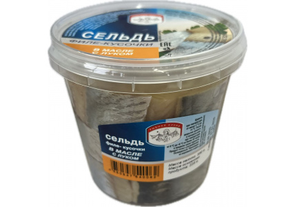 Сельдь филе-кусочки в&nbsp;масле с&nbsp;луком, 350г