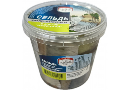 Сельдь филе-кусочки в&nbsp;масле «Весенняя», 350г